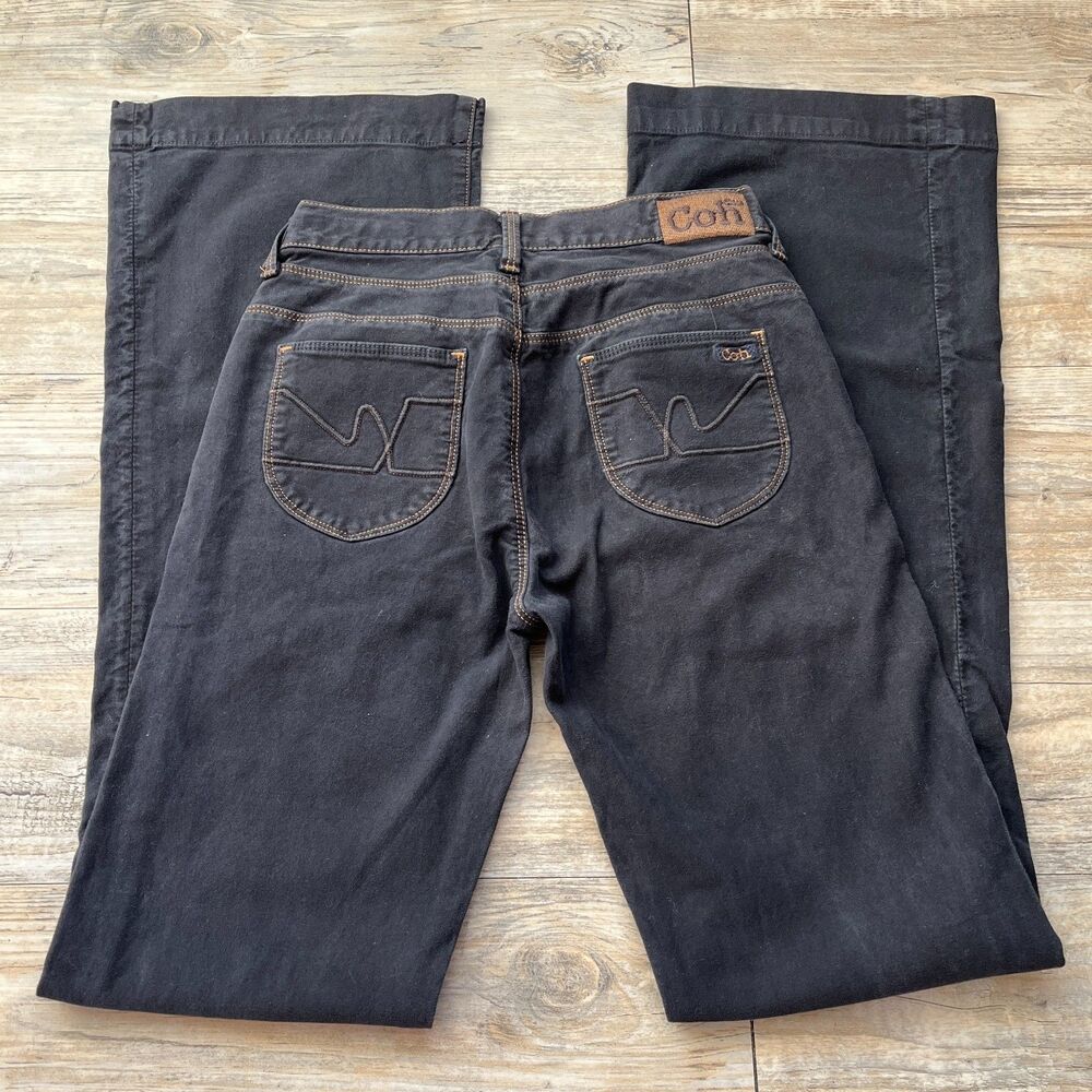 Vintage Y2K Bootcut Jeans Black Dark Wash Sz 25 26 X 32 Flare Early 2000s Coh
